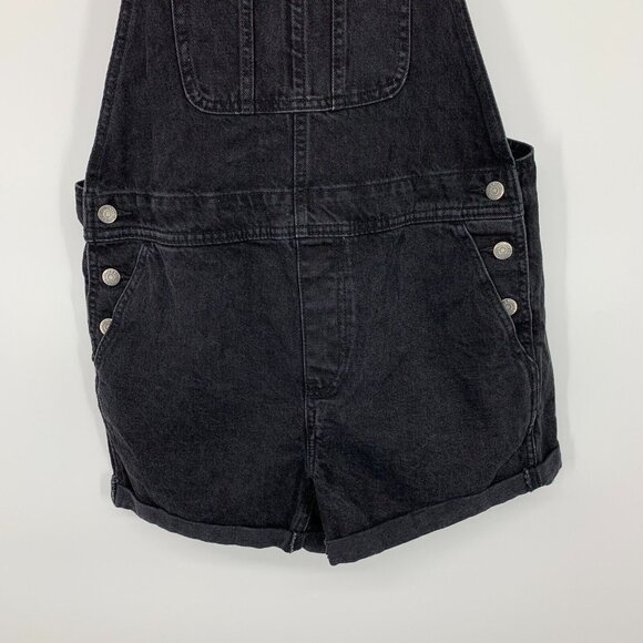 Old Navy Shortalls Ovearlls Black Jean Short Denim Slouchy Straight - Picture 6 of 10